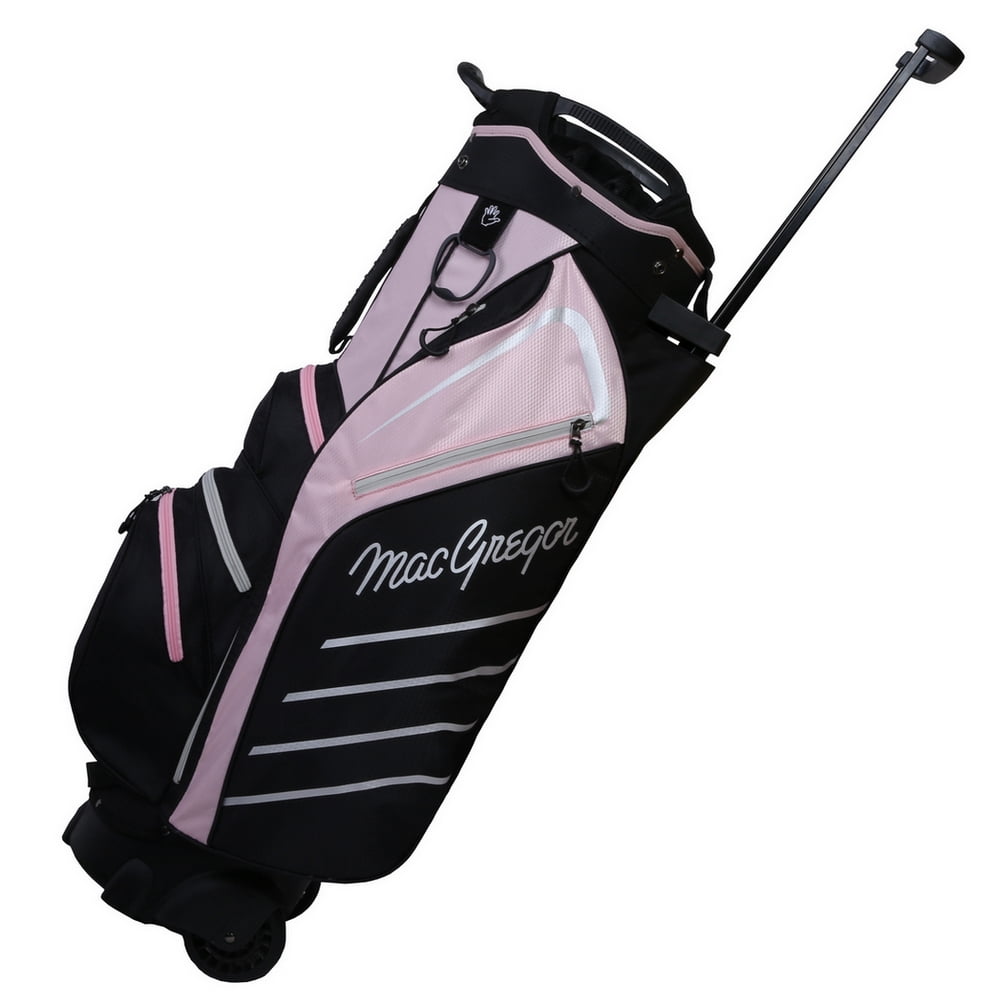 MacGregor Golf VIP Ladies Cart Bag with Built In Wheels / Handle, 14 Way Divider, Black/Pink