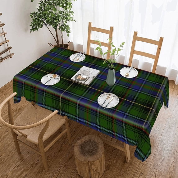 MacInnes Tartan Plaid Rectangular Tablecloth 60"x86" with Lace Edge, Washable Durable Table Cover for Dining, Indoor Outdoor Home Restaurant Decor