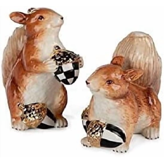 MacKenzie-Childs Walk in the Woods Squirrel Salt & Pepper Set NEW IN GIFT BOX