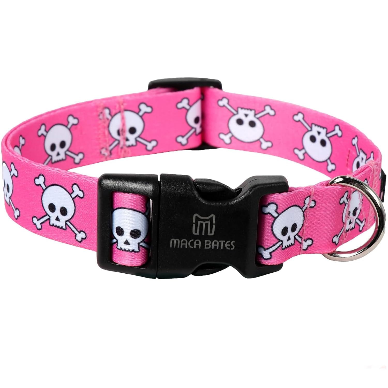 Maca Bates Halloween Pink Skull Dog Basic Collar Spooky Puppy