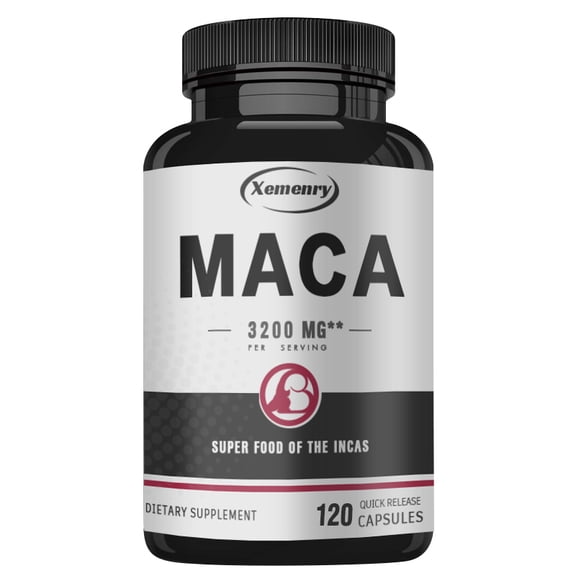 Maca Capsules 3200mg - Assists with Stress, Mood & Thyroid, Endurance Enhancement - High Efficiency - 120 Capsules