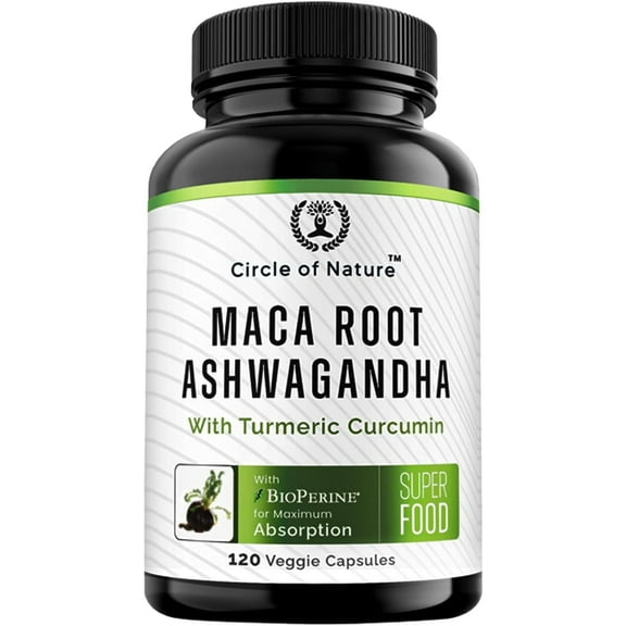 Maca Root 10,000 mg, Ashwagandha 6000mg Extract Capsules for Men & Women 120 Capsules Made in USA