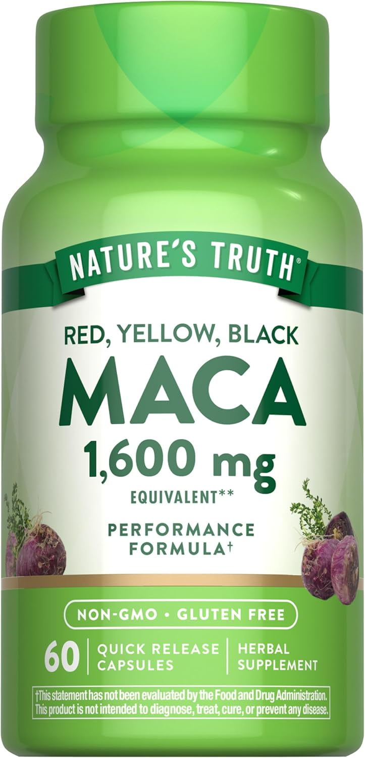 Maca Root 1600 mg | 60 Capsules | Male Performance Pills | by Nature's Truth