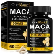 Maca Root Capsules 1500mg, Black, Red & Yellow Maca Blend, Hormone Balance & Vitality Support for Men & Women, 60 Capsules