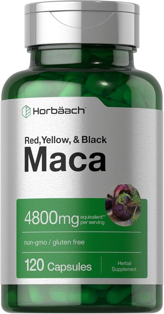 Maca Root Capsules | 4800mg | 120 Count | For Men and Women | by Horbaach