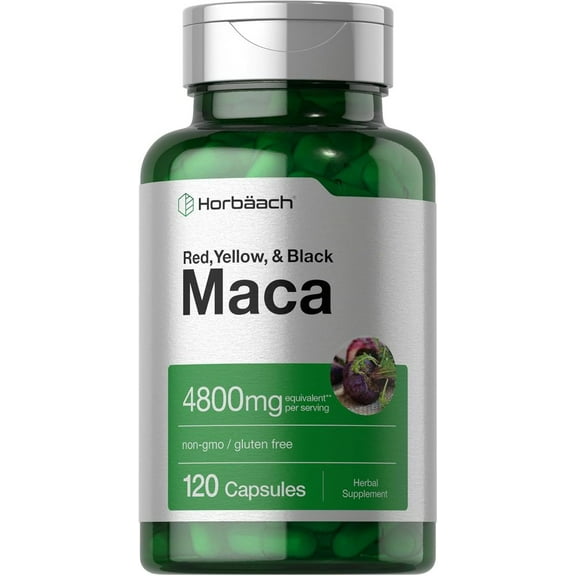 Maca Root Capsules | 4800mg | 120 Count | For Men and Women | by Horbaach