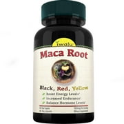 iwalu Organic Maca Root Capsules | Peruvian Black, Red, Yellow | Supports Energy, Endurance, Hormone Balance - 60 Vegan Capsules | NSF Certified & USA Made