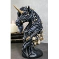thumbnail image 1 of Macabre Black Dark Unicorn Horse With Skeleton Bones And Skulls Bust Figurine, 1 of 9
