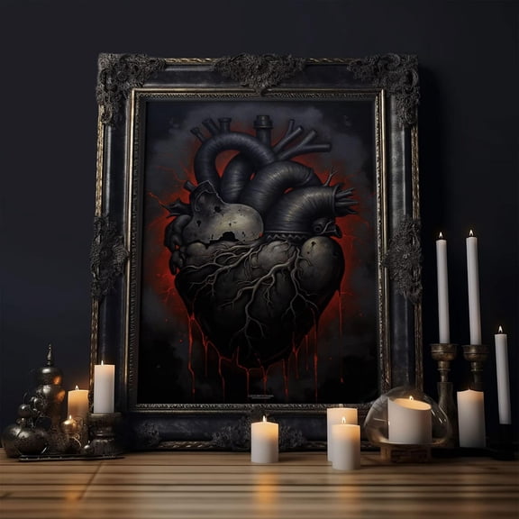Macabre Dark Heart Gothic Decor Wall Art Unframed Paper Print