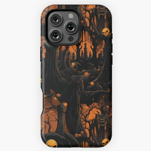 Macabre Jack o Lantern in Graveyard Night Scene Halloween Phone Case for iPhone 16 15 14 13 12 11 Pro Max M5905069