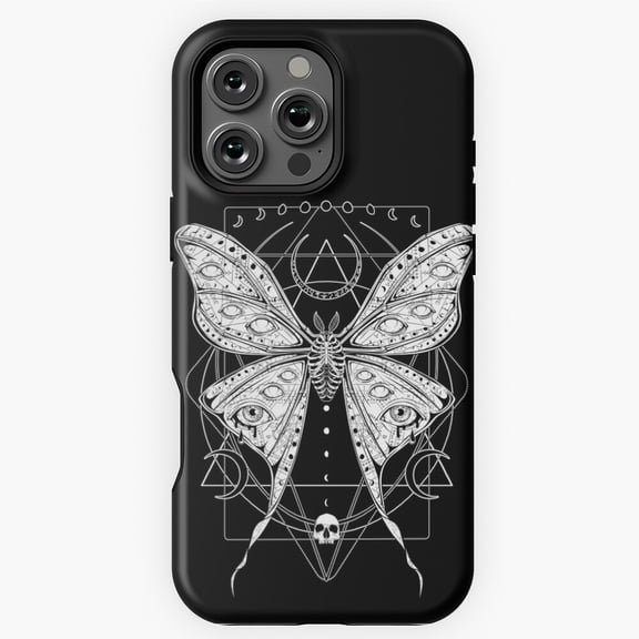 Macabre Luna Moth Goth Insect Art Phone Case for iPhone 16 15 14 13 12 11 Pro Max