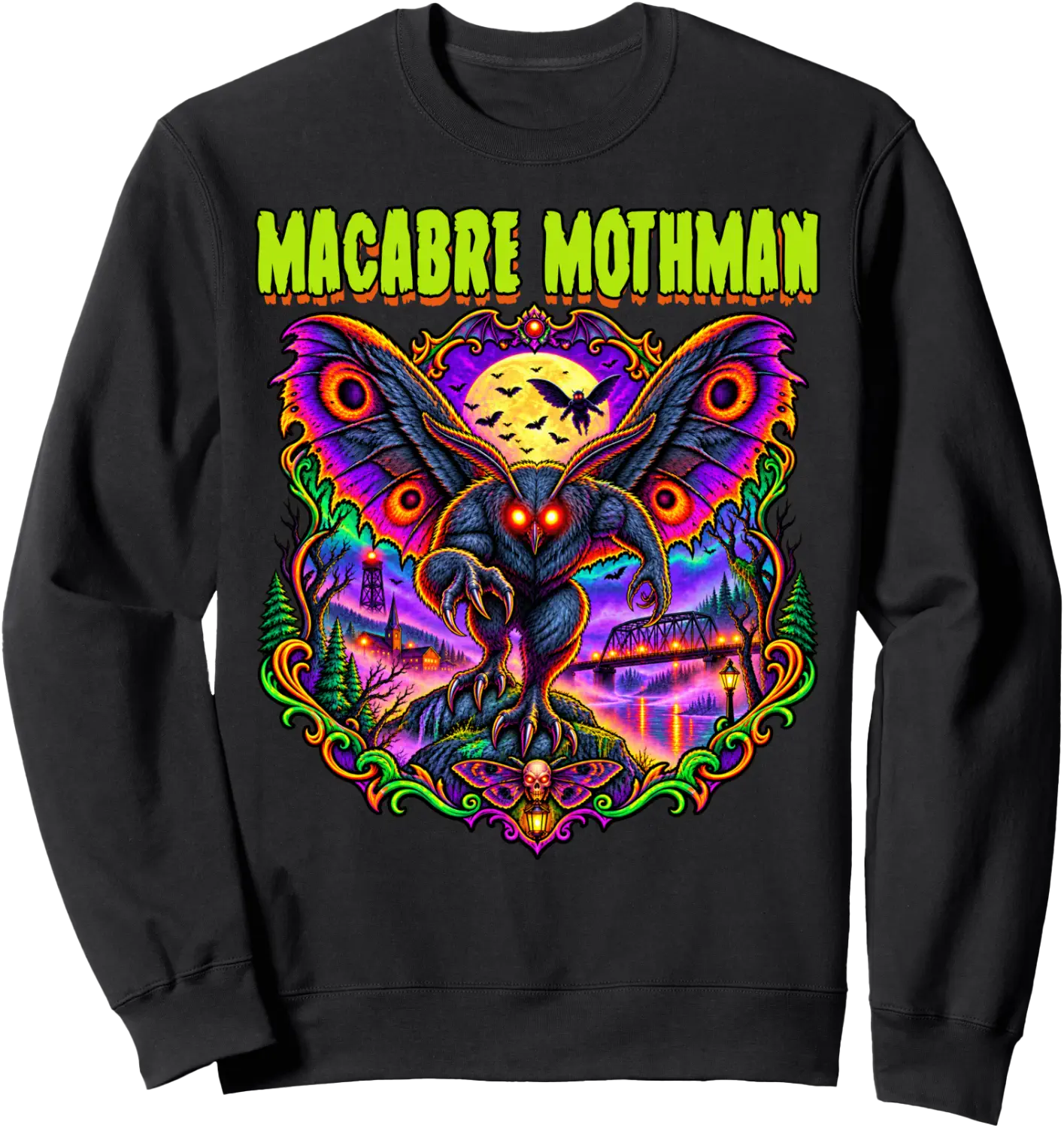 Macabre Mothman Cryptozoology Cryptid Scary Horror Sweatshirt - Walmart.com