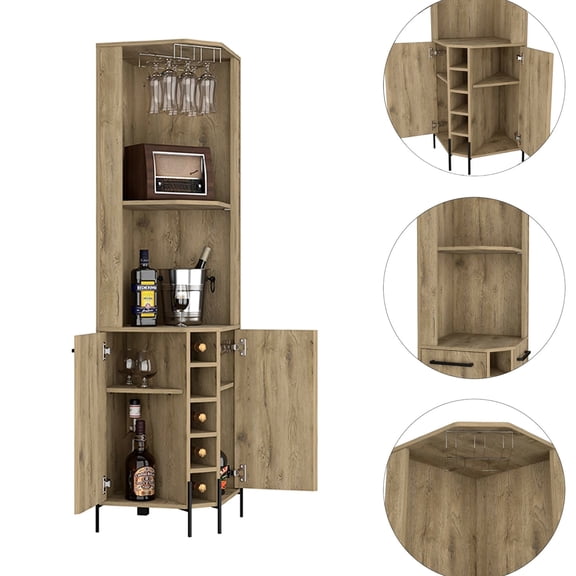 Macadamia Bar Cabinet / Used in Living Rooms / Holds Multiple Bottles