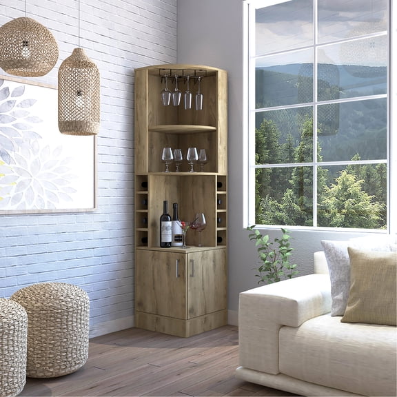 Macadamia - Hued Bar Cabinet | Store Wine and Liquor | Particle Board - Based | Alleviate the Lack of Bar Storage