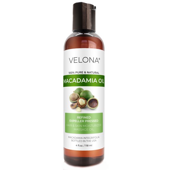 Macadamia Nut Oil by Velona - 4 Fl Oz | 100% Pure and Natural Carrier Oil | Refined | Cooking, Skin, Hair, Body & Face Moisturizing | Use Today - Enjoy Results