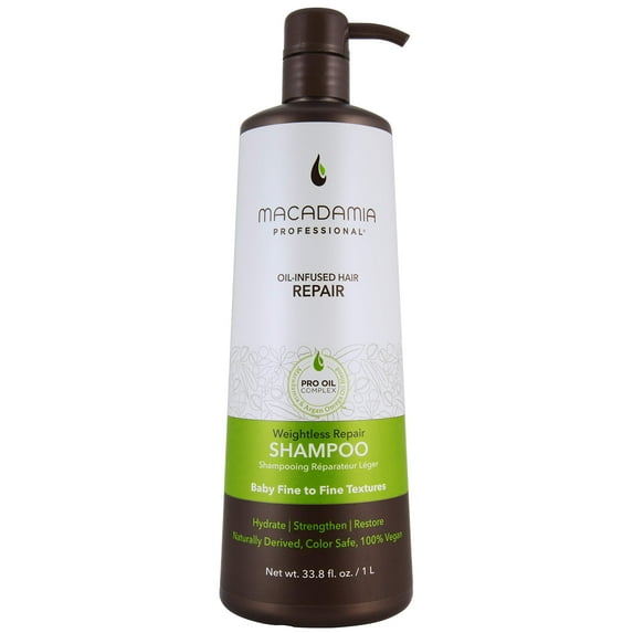 Macadamia Professional Hair Care Sulfate Paraben Free Natural Organic CrueltyFree Vegan Hair Products Weightless Hair Repair Shampoo , Green, Sheer Pecan, 33.8 Fl Oz C32