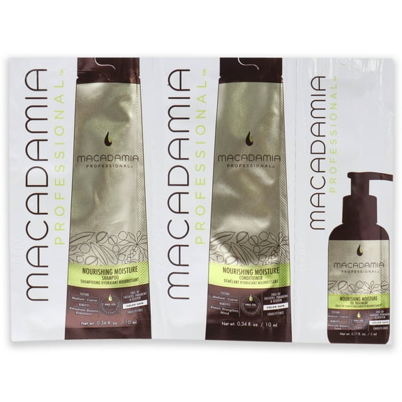 Macadamia Professional Nourishing Moisture Shampoo, Conditioner & Oil Treatment - 3 Pc Kit 0.34oz Shampoo, 0.34oz Conditioner, 0.17oz Oil Treatment
