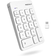 Macally 2.4G Wireless USB-C Numeric Keypad   Rechargeable 18-Key Slim Number Pad with Scissor Switch Keys, Compatible with MacBook   White