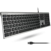 Macally Space Gray Ultra Slim USB Wired keyboard for Mac and PC