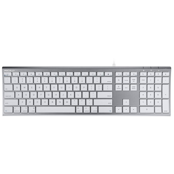 Macally Space Gray Ultra Slim USB Wired keyboard for Mac and PC
