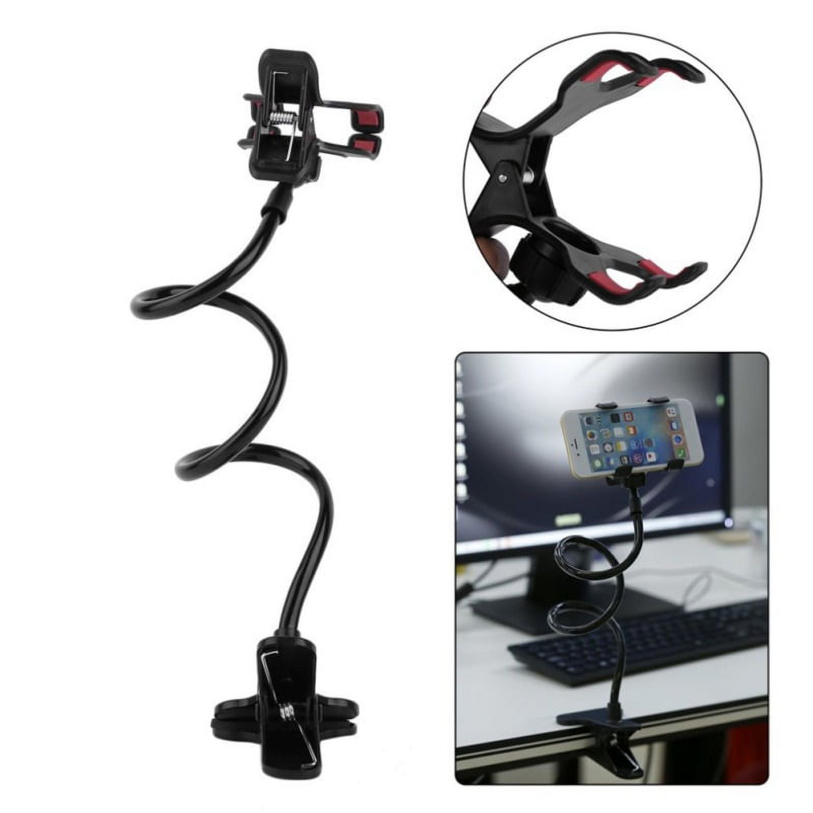 Macally Adjustable Gooseneck Tablet Holder & Phone Clip - Works with Phones  & Tablets up to 8 - Flexible Phone Holder & Tablet Mount with Clip On