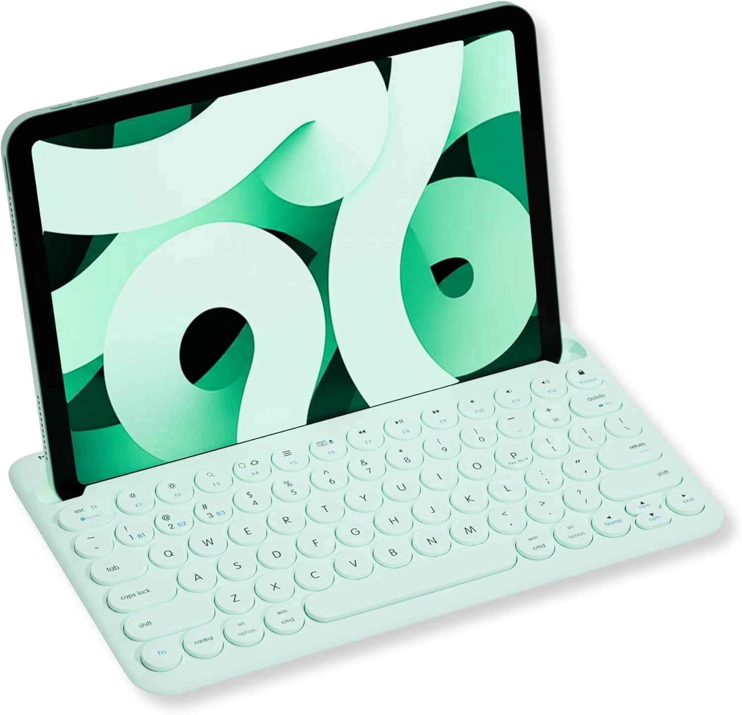 Macally Bluetooth Keyboard for Tablet(Multi-Device, Built-In Stand, Rechargeable) Easy to Use and Cute Portable - Mint Green