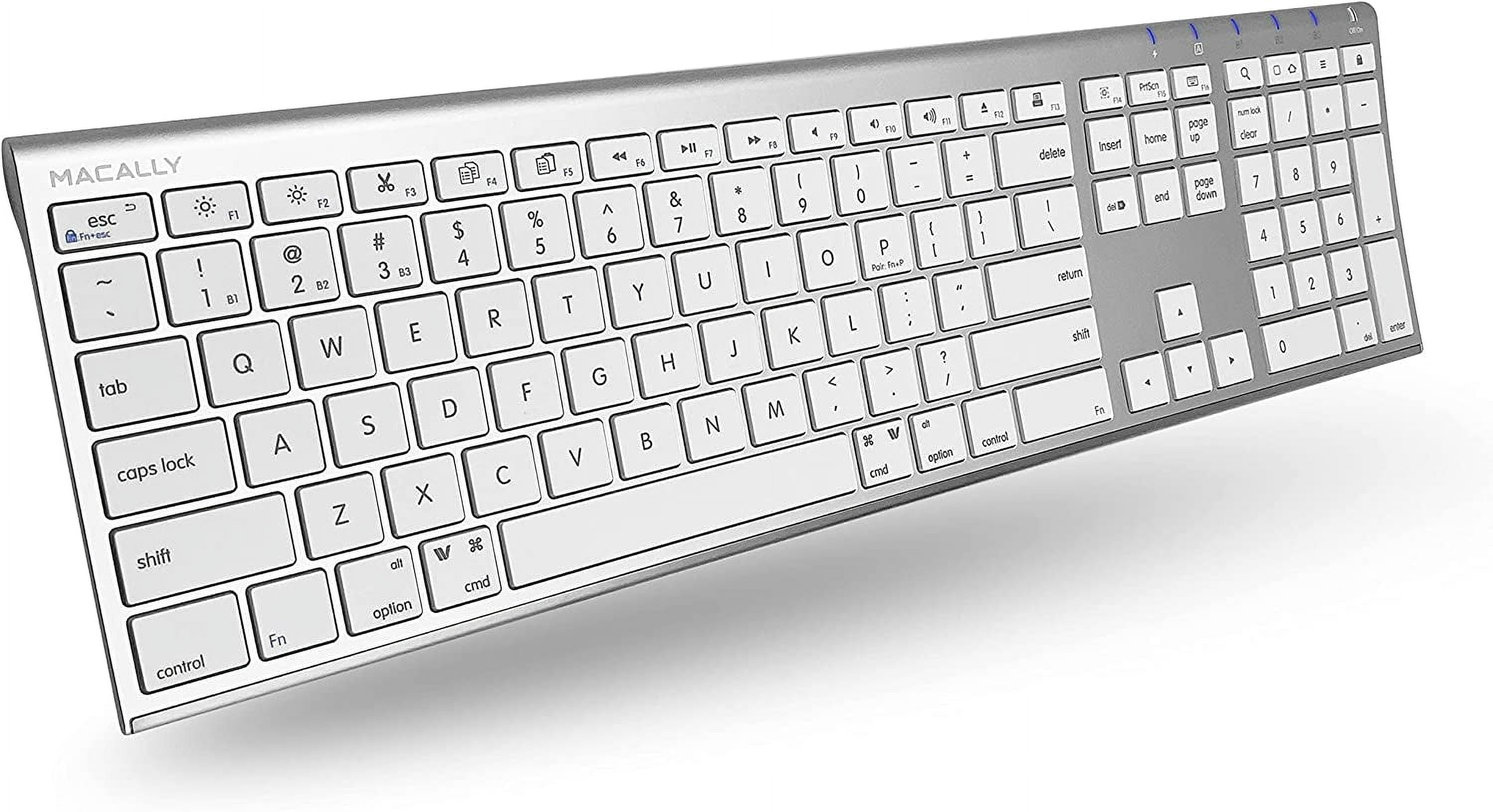 Macally Ultra-Slim Full Size Bluetooth Keyboard for Apple, Windows ...