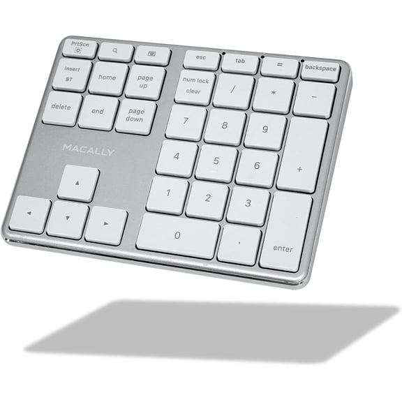 Macally Bluetooth Number Pad for Laptop - Rechargeable Wireless Numeric Keypad - Slim 35 Key Wireless Number Pad Keyboard for Data Entry, 10 Key Numpad Compatible with Mac, MacBook, iPad, PC, Windows