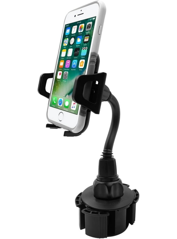 Macally Car Cup Holder Phone Mount - Secure Cupholder Fit for Phones up to 4.1” Wide - Cup Phone Holder for Car with Flexible Gooseneck & 360° Rotatable Cradle - Cell Phone Cup Holder for Car (MCUPXL)