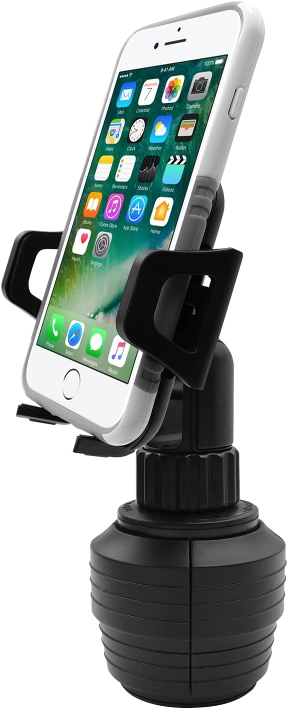 Macally Cup Holder Phone Mount, [Upgraded] Cell Phone Holder for Car Cup Holder with Universal Cup Phone Holder for iPhone, Samsung, Smartphone - Cupholder Phone Holder for Car, Truck, Golf Cart