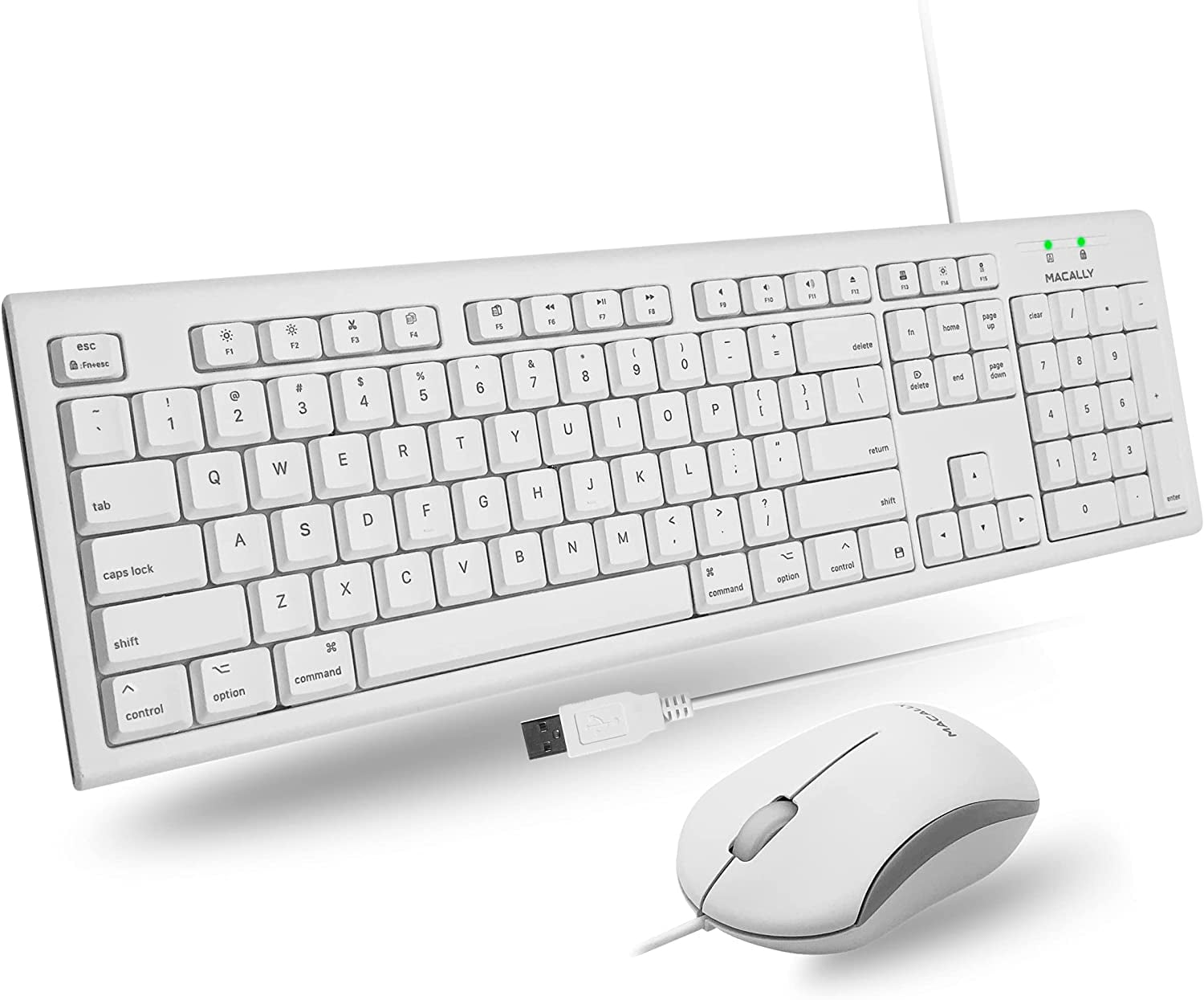 Macally Full Size USB Wired Mac Keyboard and Mouse Combo Compatible