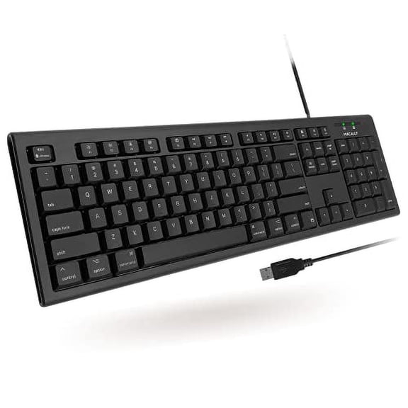 Macally Full Size Wired Mac Keyboard - Compatible with All Macs with USB Port - Wired Keyboard for Mac Mini / Pro, Macbook Pro/Air, iMac with Number Pad & 16 Apple Shortcut Keys Spill Proof - Black