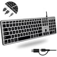 thumbnail image 1 of Macally Wired Keyboard for Mac with USB Hub (2X USB-A / 1x USB-C) - Space Gray, 1 of 7