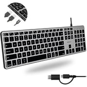 Macally Wired Keyboard for Mac with USB Hub 2X USB-A / 1x USB-C - Space Gray