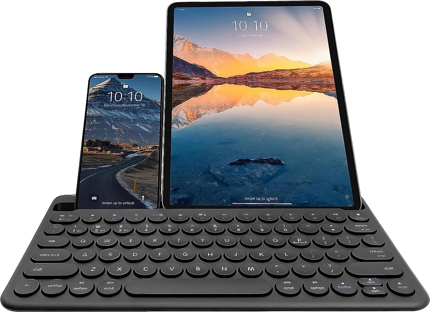 Macally Multi Device Rechargeable Compact Wireless Bluetooth Keyboard, Black
