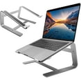 thumbnail image 1 of Macally Laptop Stand for Desk - Aluminum Laptop Riser Stand for Desk - Ergonomic Laptop Holder Mount - Use as Macbook Stand (Pro/Air) or Notebook Computer Stand between 10 to 17.3 Inches - Silver, 1 of 9