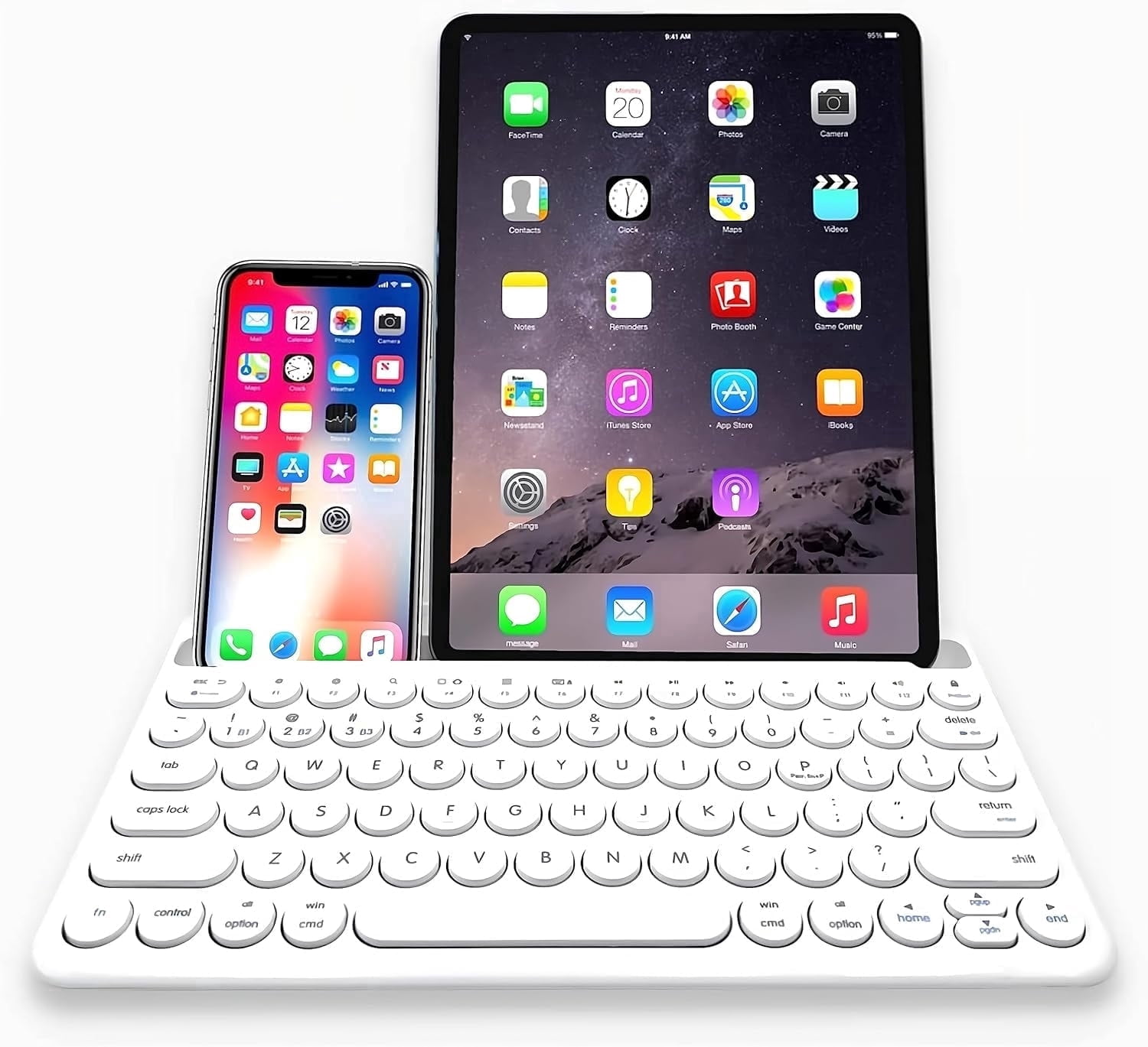 Macally Compact Portable Bluetooth Keyboard with Stand, 78-Key Wireless Keyboard for iPhone, iPad, Android, Tablet