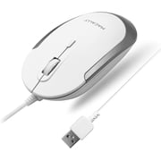 Macally Silent Wired Mouse - Slim & Compact USB Mouse for Apple Mac or Windows PC Laptop/Desktop - Optical Sensor & DPI Switch White