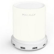 Macally Small Bedside Lamp with USB Port - Smart Touch Lamp with USB Charging Ports - Dimmable Warm White Light - Perfect as LED Bedroom Nightstand Lamp or Bedside Night Light USB Charger - White