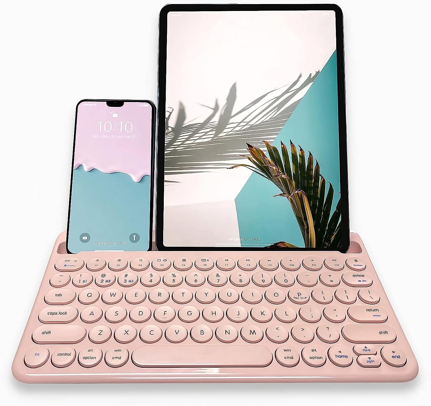Macally Mini Wireless Bluetooth Keyboard with Stand, Rechargeable, Pink