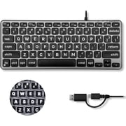 Macally Small Wired Keyboard for Mac Dual USB-C & USB-A   Compact Mini USB Keyboard with Large Print Backlit Keys, Quiet Scissor Switch Typing, Compatible with MacBook Air & Mac Mini