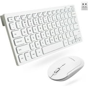 Macally Small Wireless Keyboard and Mouse Combo - Essential Work Duo - 2.4G Compact Wireless Keyboard Mouse for PC - 78 Key Cordless Mouse and Keyboard Combo with Mini Body and Quiet Click - White