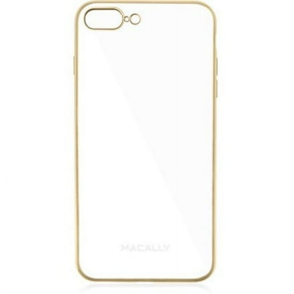 Macally Soft Case, Ultra Thin Flexible Transparent Case With Matte Black Trim For Apple iPhones - Gold Matte Trim