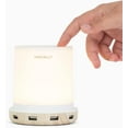thumbnail image 1 of Macally Table Bedside Lamp with USB Ports, Touch Control, Dimmable Light - White/Wooden Base, 1 of 6