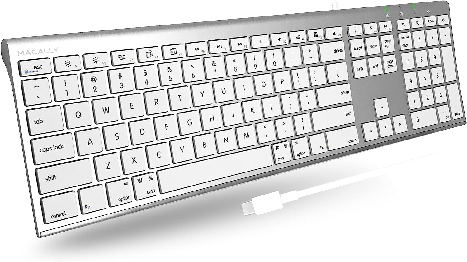 Macally USB C Keyboard for Mac compatible for Wired Keyboard with