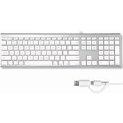 Macally USB C Keyboard Upgraded - Dual USB A + C Plug - Wired Keyboard for Mac - Ultra Slim, 20 Shortcuts, 110 Scissor Keys
