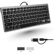 Macally USB C Wired Keyboard for Mac USB C + USB A   Compatible Keyboard for MacBook Pro/Air, iMac & MacMini   Compact Mac Keyboard Space Gray