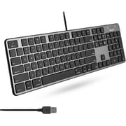 Macally Slim USB Wired Keyboard for Mac - Compatible Full Size Apple Keyboard with 104 Key Layout & 16 Shortcut Keys - Scissor Keycaps for Tactile Typing for Mac Mini, Macbook Pro / Air, iMac