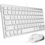 Macally Portable Mini USB Wired Keyboard and Mouse Combo for Mac and PC, Scissor-switch, Tactile