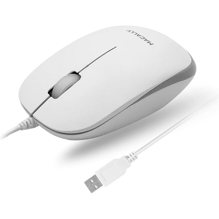 Macally USB Wired Mouse for Mac and Windows - Simple 3 Button 